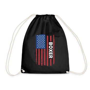 Boxer Us Flag - Drawstring Bag - black - Front