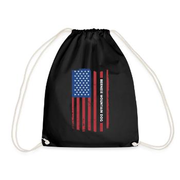 Bernese Mountain Dog Us Flag - Drawstring Bag - black - Front