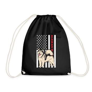 Alaskan Malamute Us Flag - Drawstring Bag - black - Front