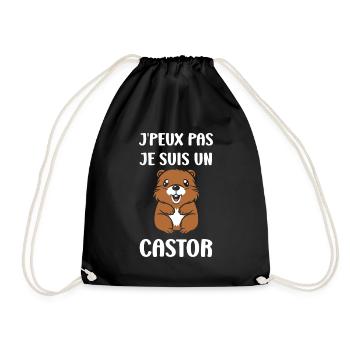 Humour petit castor - Sac de sport léger - noir - Devant