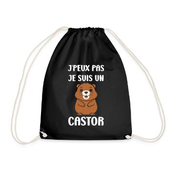 Humour petit castor - Sac de sport léger - noir - Devant