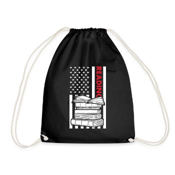Reader Us Flag Reading - Drawstring Bag - black - Front