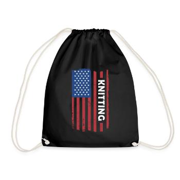 Knitter Us Flag Knitting - Drawstring Bag - black - Front