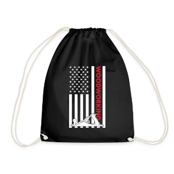 Woodworker Us Flag Woodworking - Drawstring Bag - black - Front