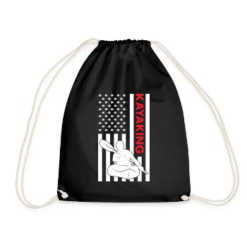 Kayaker Us Flag Kayaking - Drawstring Bag - black - Front