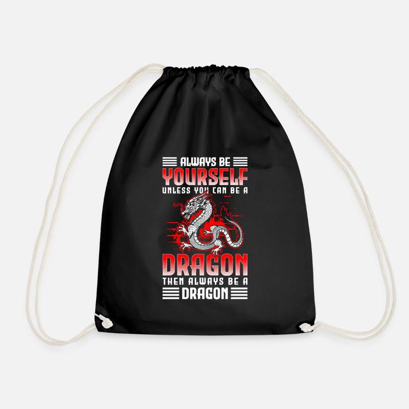 Dragon Mythology Fairy Tale Tattoo - Drawstring Bag - black