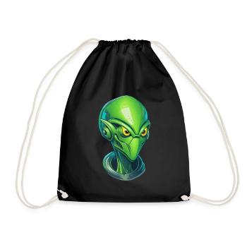Cool alien cyborg head - Drawstring Bag - black - Front
