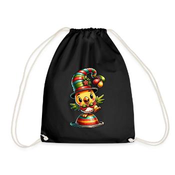 Poussin d’artiste de carnaval, poulet avec chapeau - Sac de sport léger - noir - Devant