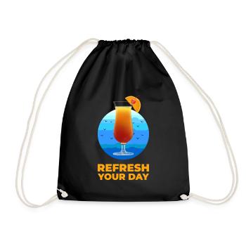 Refresh your day! - Drawstring Bag - black - Front