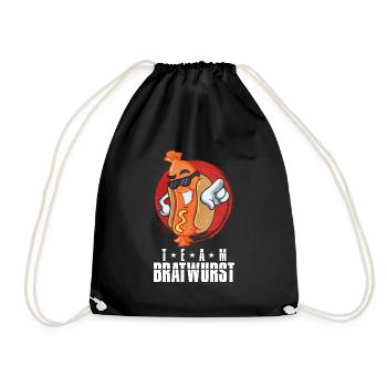 Bratwurst als Geschenk - Turnbeutel - Schwarz - Vorne