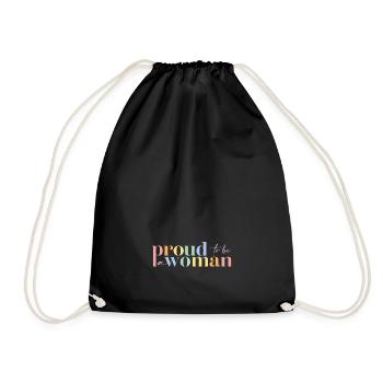 Proud woman | Big Front - Drawstring Bag - black - Front