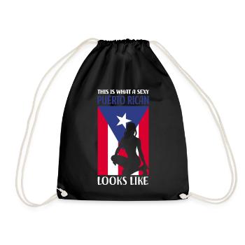 Puerto Rico Flagge | Puerto Ricaner Geschenkideen - Turnbeutel - Schwarz - Vorne