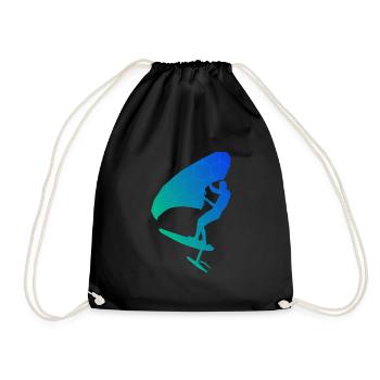 Men women wingsurfing wingsurf foilwing - Drawstring Bag - black - Front