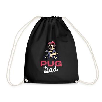 Pug Dad Biker Dog Papa Gift Pugs - Drawstring Bag - black - Front