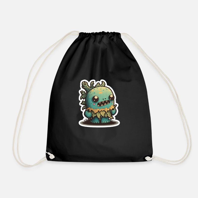 Halloween Cactus Monster - Drawstring Bag - black