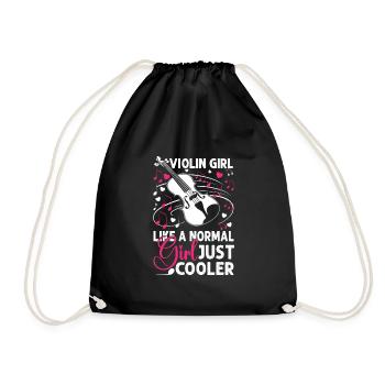 Violin Girl Funny Violinist String Instrument - Drawstring Bag - black - Front