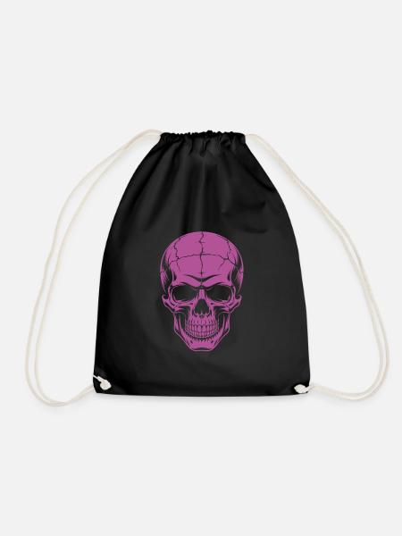 Grosser grinsender Skull - Turnbeutel - Schwarz
