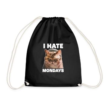 I hate mondays saying cat monday funny - Drawstring Bag - black - Front