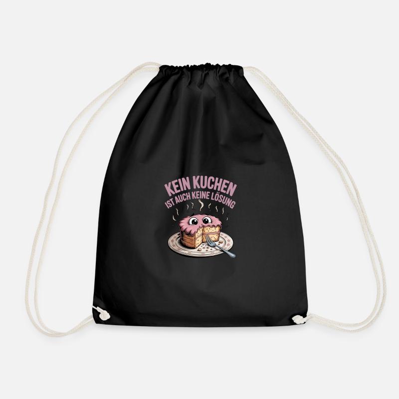 No cake? No solution! Funny cake - Drawstring Bag - black