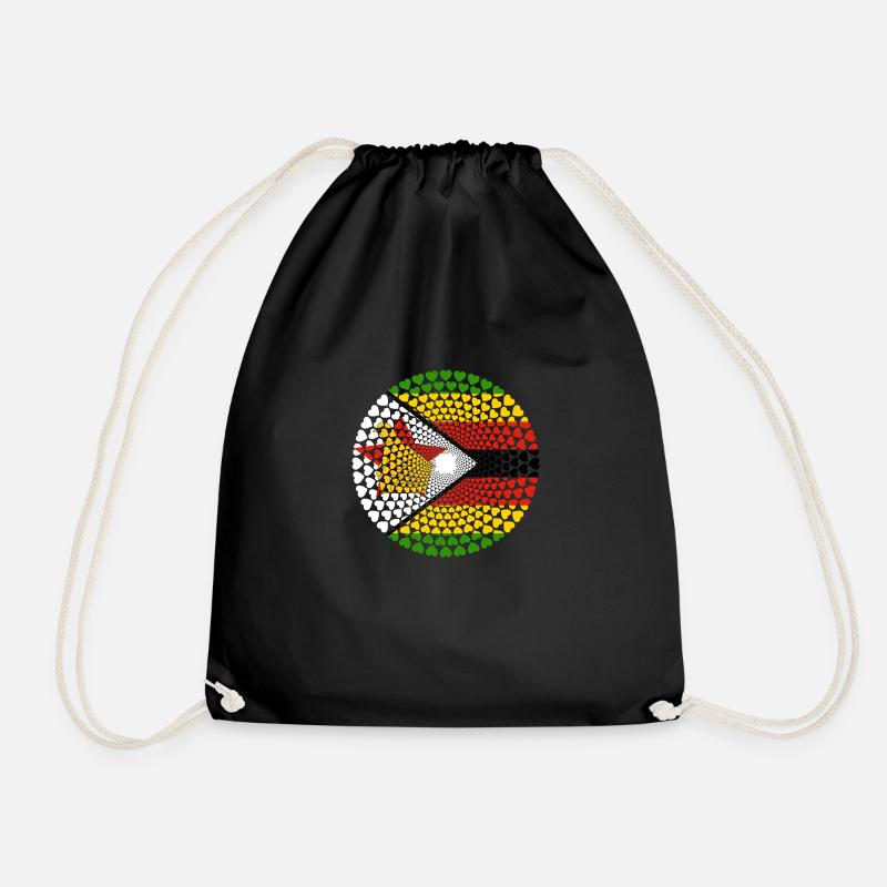 Zimbabwe Zimbabwe Great Zimbabwe Love HEART Mandala - Drawstring Bag - black