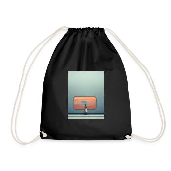 Woman Standing at Subway Wall - Drawstring Bag - black - Front