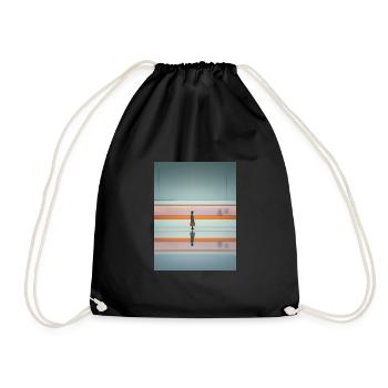 Elegant Woman Passing Subway - Drawstring Bag - black - Front