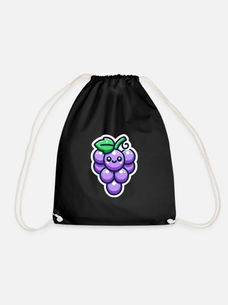 Happy Cartoon Grapes - Drawstring Bag - black