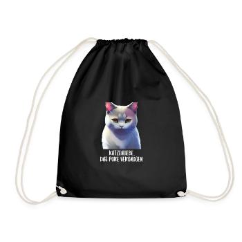 Katzen Sprüche Katzenmotiv Katzenliebhaber - Turnbeutel - Schwarz - Vorne