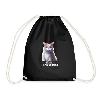 Katzen Sprüche Katzenmotiv Katzenliebhaber - Turnbeutel - Schwarz - Vorne