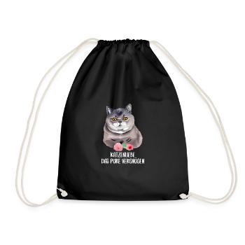 Katzen Sprüche Katzenmotiv Katzenliebhaber - Turnbeutel - Schwarz - Vorne