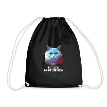 Katzen Sprüche Katzenmotiv Katzenliebhaber - Turnbeutel - Schwarz - Vorne