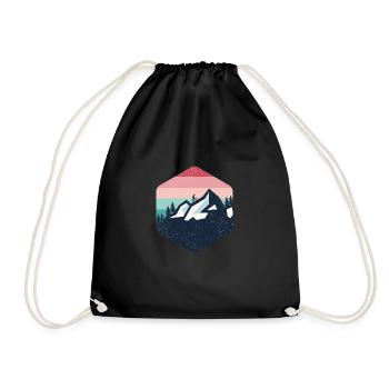Vintage Mountain Retro - Drawstring Bag - black - Front