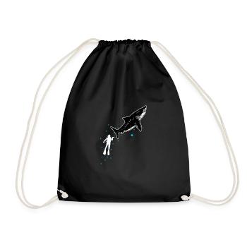 Diving with whale shark - Drawstring Bag - black - Front