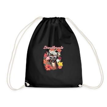 Dirndler ensemble, cerf, cerf, fleurs, edelweiss - Sac de sport léger - noir - Devant