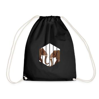 Elephant Pachyderm Africa Safari - Drawstring Bag - black - Front