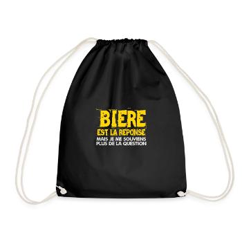 bière est la réponse - Sac de sport léger - noir - Devant