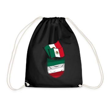Mexican flag Mexican chest pocket Mexico - Drawstring Bag - black - Front