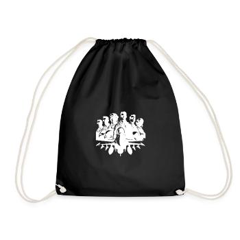 Cool aviator pilot portrait with airplane - Drawstring Bag - black - Front