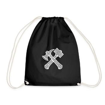 Hammer and axe in Celtic knots - Drawstring Bag - black - Front