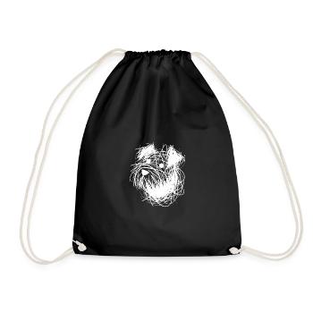 Sketch Dog Playful Dog Portrait Doodle Lines - Drawstring Bag - black - Front