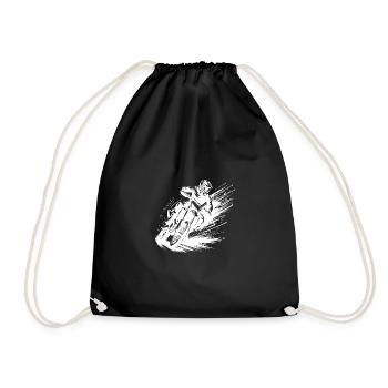 Rasanter Motocross Fahrer mit Matsch Spritzkraft - Turnbeutel - Schwarz - Vorne