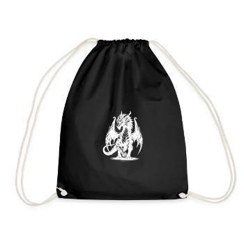 Impressive Powerful Dragon with Wings - Drawstring Bag - black - Front