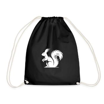 Squirrel Tattoo Style Drawing - Drawstring Bag - black - Front