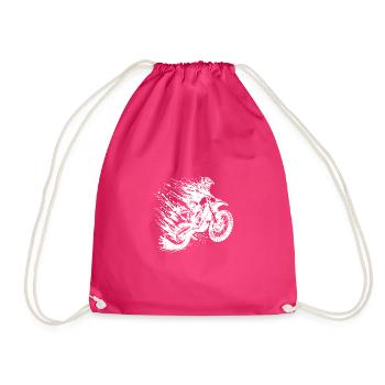 Adventure Sports Motocross Hobby Style Drawing - Drawstring Bag - fuchsia - Front