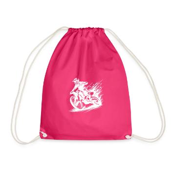 Motocross rider in the mud illustration Drawing - Drawstring Bag - fuchsia - Front