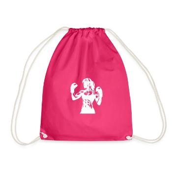 Boxeuse forte femme dans la pose de combat avec les poings levés - Sac de sport léger - fuchsia - Devant