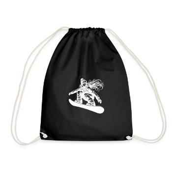 Snowboarderin Cooles Snowboard Design - Turnbeutel - Schwarz - Vorne