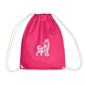 Ombré Tribal Line Art Husky Dog Design - Sac de sport léger - fuchsia - Devant