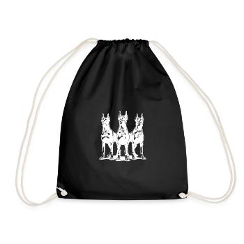 Three fierce vigilant Dobermans dogs - Drawstring Bag - black - Front