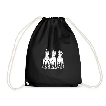 Three smart watchful Dobermans dogs - Drawstring Bag - black - Front